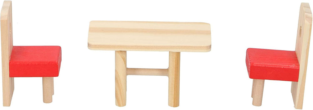 Marionette Wooden Toys - Wooden dollhouse with furniture and dolls - 11 pieces Dollhouses Naty Shop