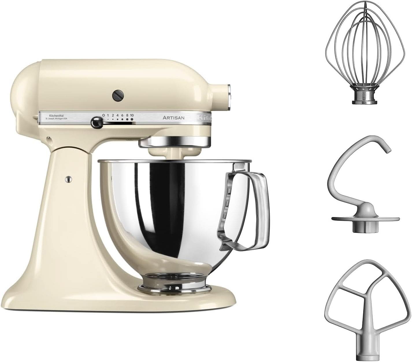 KitchenAid Artisan 5KSM125EER Bowl Mixer, 300W, 4.8L Naty Shop Cream