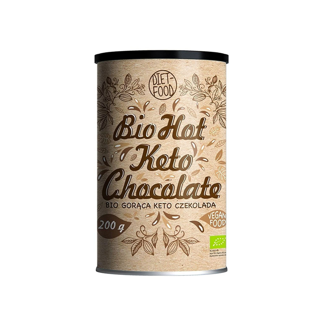 Hot chocolate for the Keto diet - rich in fat - moderate in protein and low in carbohydrates - sweetened with erythritol, 200 grams Cacao and Hot Chocolate Naty Shop Bio Keto Hot Chocolate