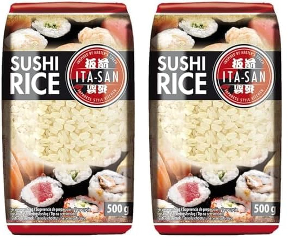 ITA-SAN Sushi Rice, Round Grain, Top Quality, 100% Pure Variety, Quick and Easy Preparation, Vegan, Halal, Gluten Free (1 x 500g)