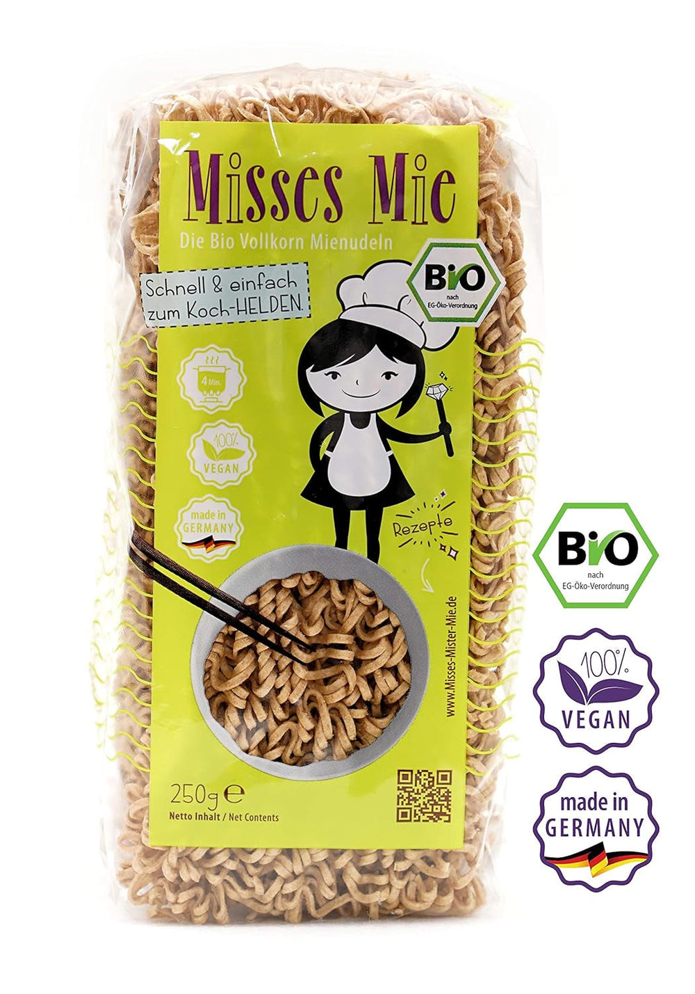 Paste integrale organice Misses Mie, 250 g