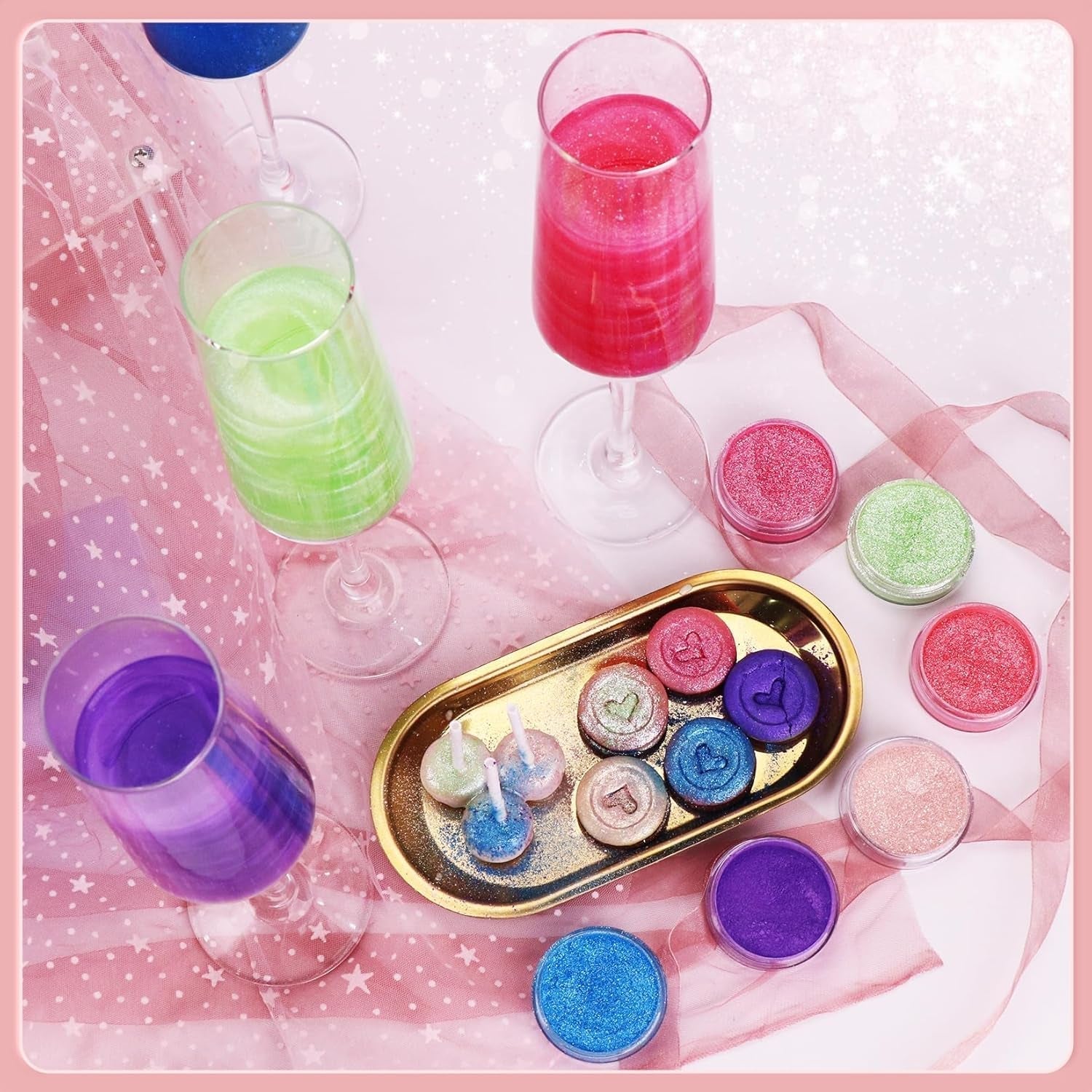 Essbarer Glitzer Für Getränke - Lebensmittelfarbe Pulver, Schimmerndes Glitzerpulver, Lebensmittel Glitzerpuder Für Schokolade, Kuchen, Fondant, Drinks - 8G (Frucht Grün) Naty Shop