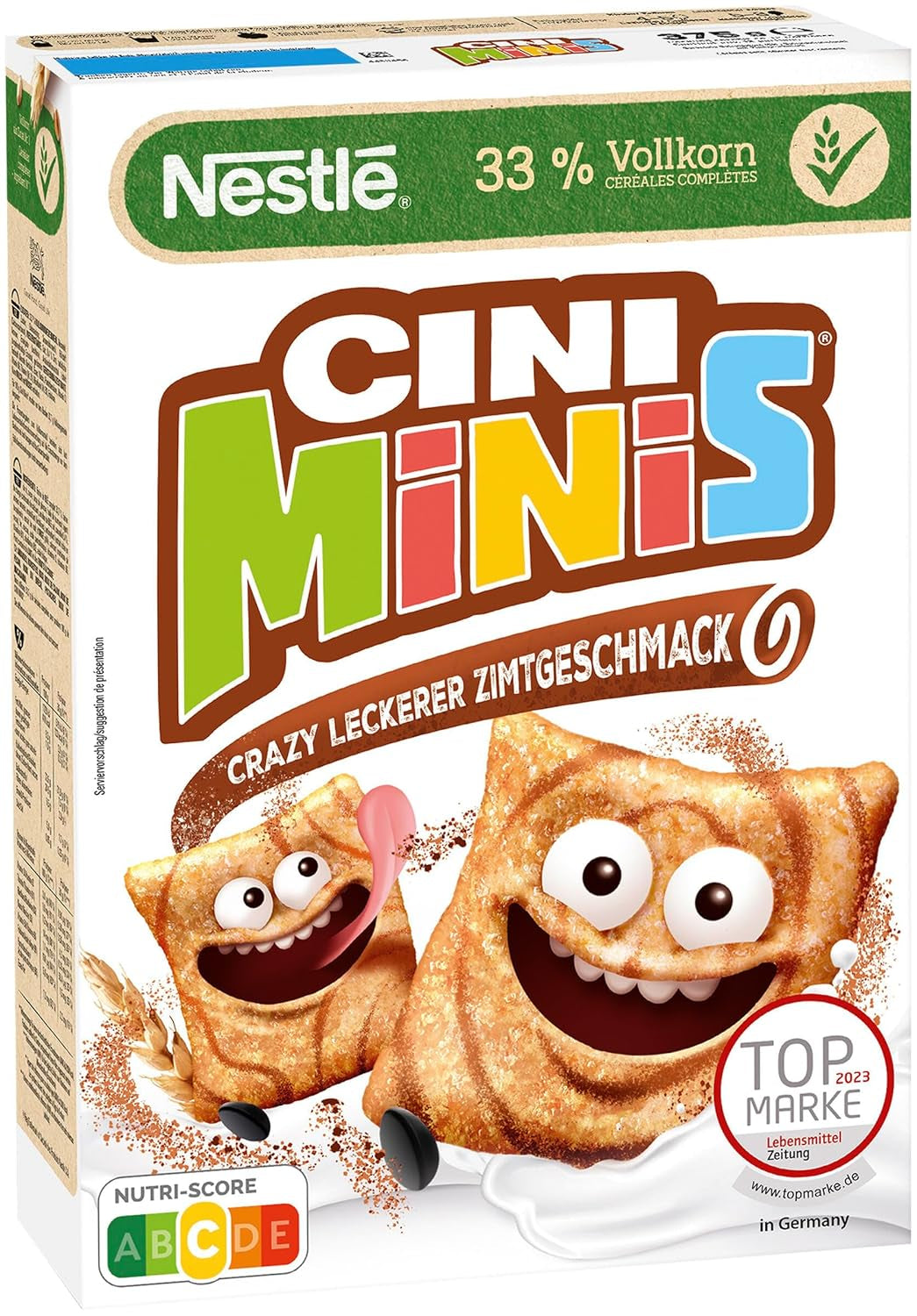 Nestlé CINI MINIS, Muesli with Cinnamon, 37% Vital Whole Grains, with Vitamins, Calcium and Iron, Crunchy Flakes, Pack of 7 (7x375g)