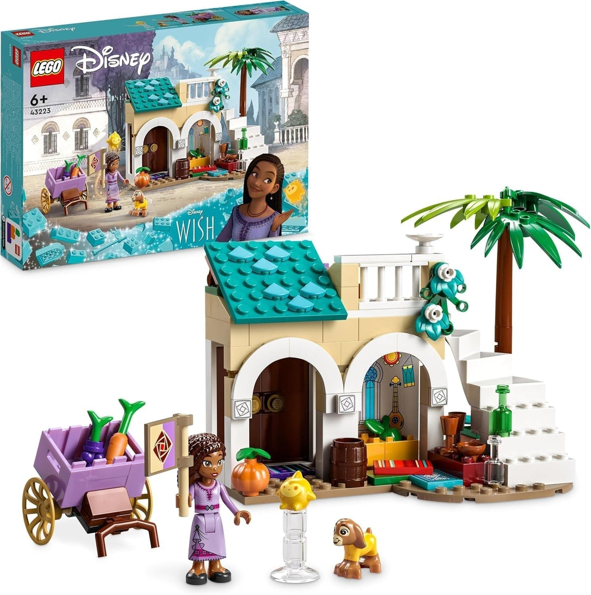 LEGO 43223 Disney Wish Asha in Rosas City, Wish Movie Set with Market, Asha Mini Doll, Valentino as Toy Goat and Star Figures, Gift for Children 6 Years Old, Girls and Boys Building Sets Besuche den LEGO-Store Single