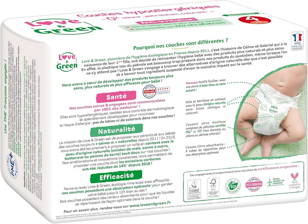 Love & Green, scutece fara clor, pachet pentru 1 luna, marimea 4 Mama si Copilul Naty Shop