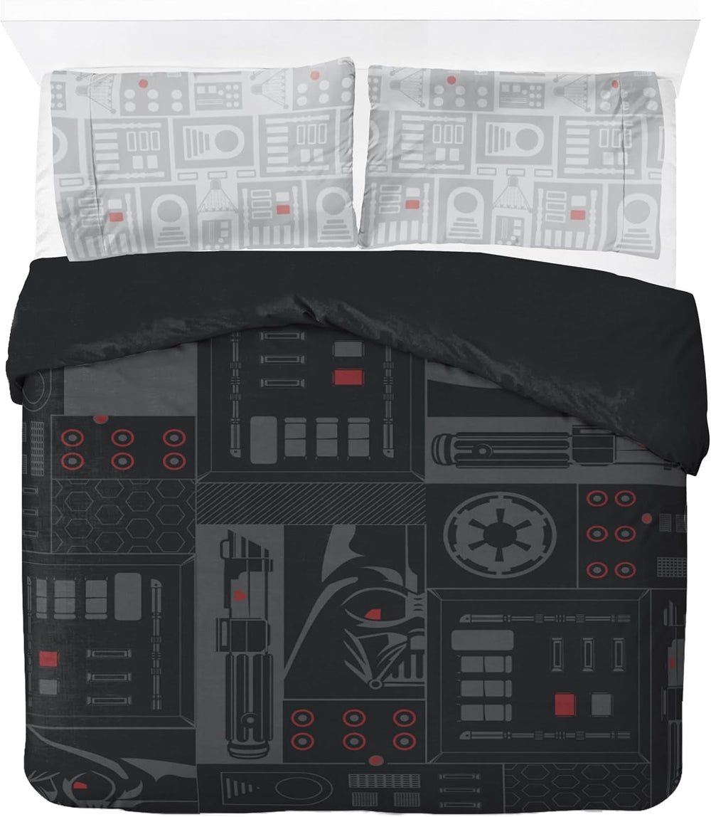 Set de lenjerie de pat pentru copii, desene animate si super eroi, bumbac Lenjerie de pat - copii Naty Shop Negru - Star Wars 200X200/50X70 (3 Piece)