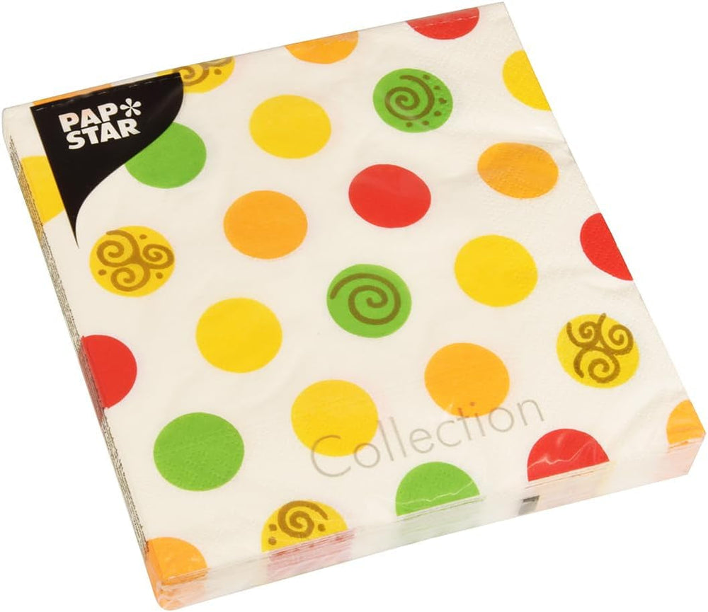 Papstar 11374 Șervețele 1-carton 10 X 20 bucăți, 3 straturi, 1/4-fold, 33 X 33 cm "Bile"