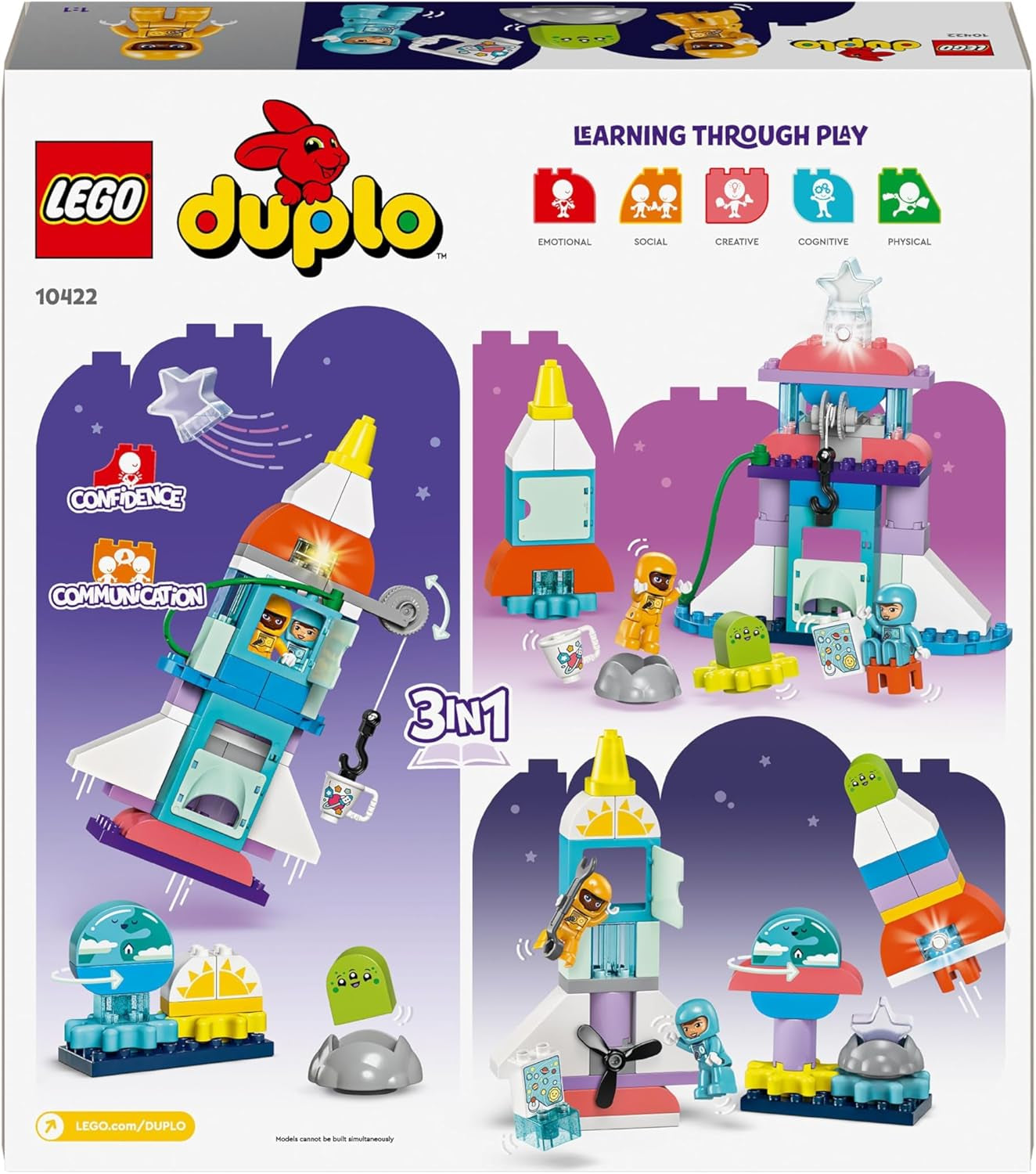 LEGO DUPLO 3-in-1 Space Shuttle Lots of Adventure Space Set Rocket Toy for Kids Building Science Toy Early Developmental Motor Skills Gift for 3 Year Olds 10422 Building Sets Beuche den LEGO-Store