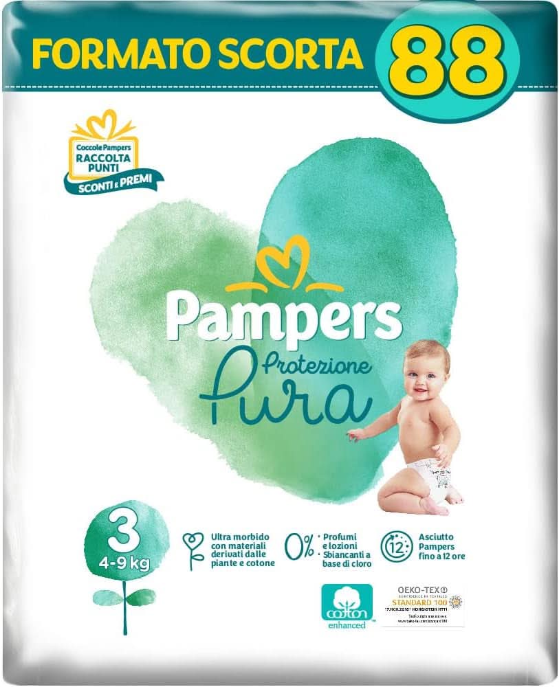 Pampers Naturello, 76 diapers with cotton and natural plant materials, 0% fragrance, size 4 (7-18 kg) Mother and Baby Naty Shop 3 (88 pcs)