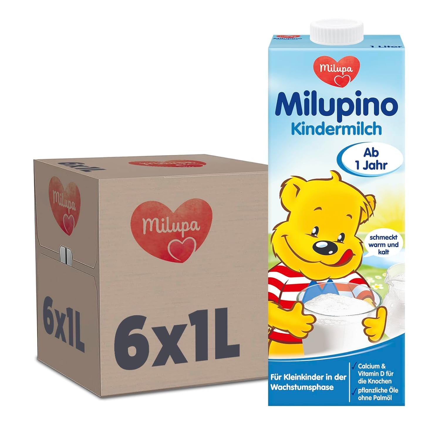 Milupa Milupino Ready-to-drink growth milk (6x1L), from 1 year, for young children in the growth phase