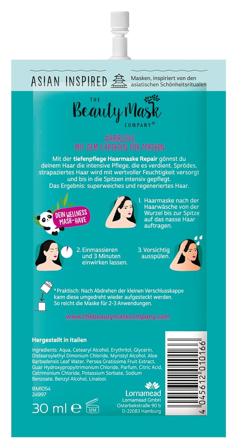 The Beauty Mask Company Repair Boost Hair Mask 30 ml, îngrijire profundă pentru părul fragil și deteriorat (1 plic) Masca de par Naty Shop