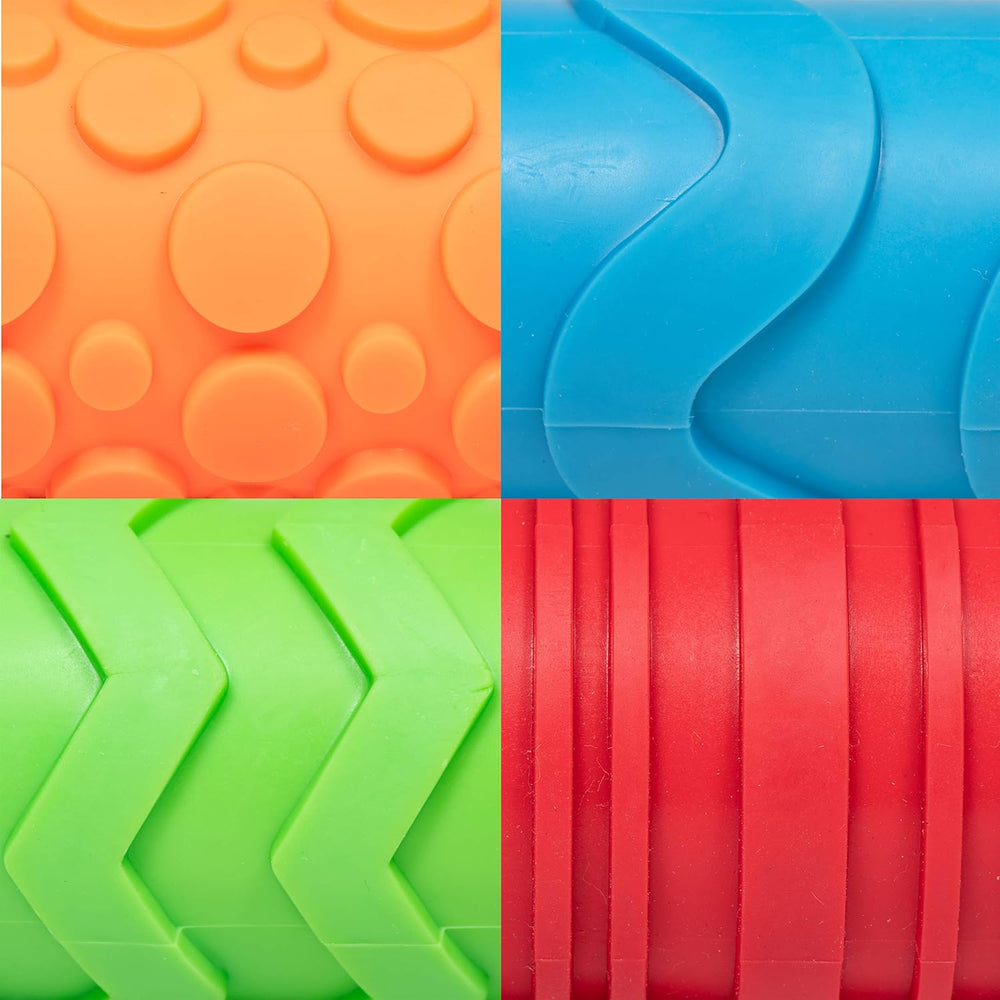 Mal- und Ton-Texturwalzen - 4er-Set - structured Knetrollen für Kinder - Vielseitige Muster zum Basteln und Dekorieren