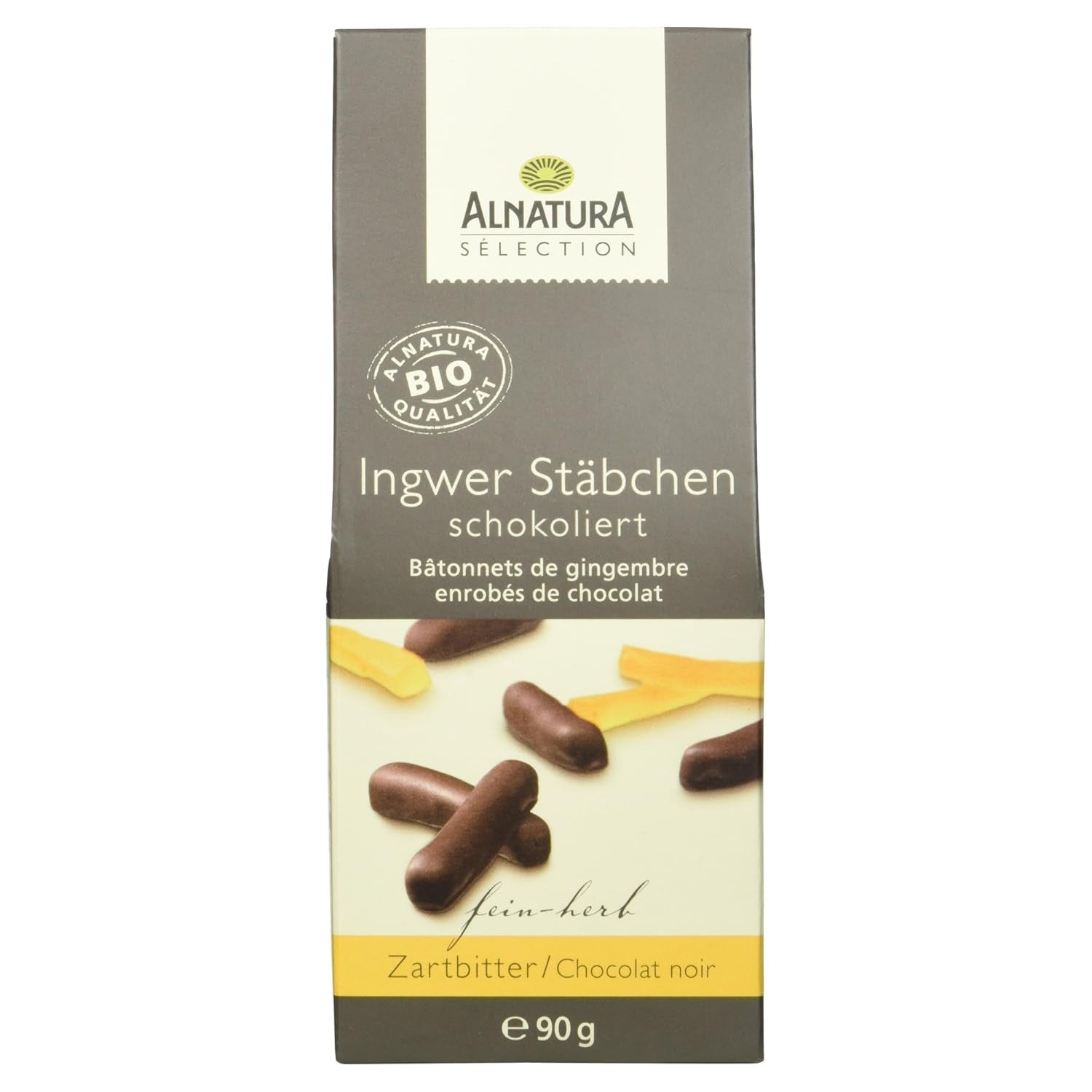 Batoane de ghimbir acoperite cu ciocolată organică Selection, 90g