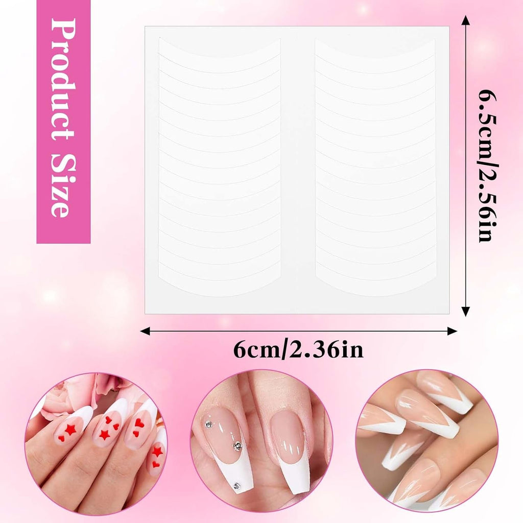 1620 Stück French Schablonen Nägel,French Nail Schablone,Maniküre Schablonen,Selbstklebende Nail Art Sticker Frenchs Für DIY Nageldesign Maniküre Dekoration Nageldesign Zubehör