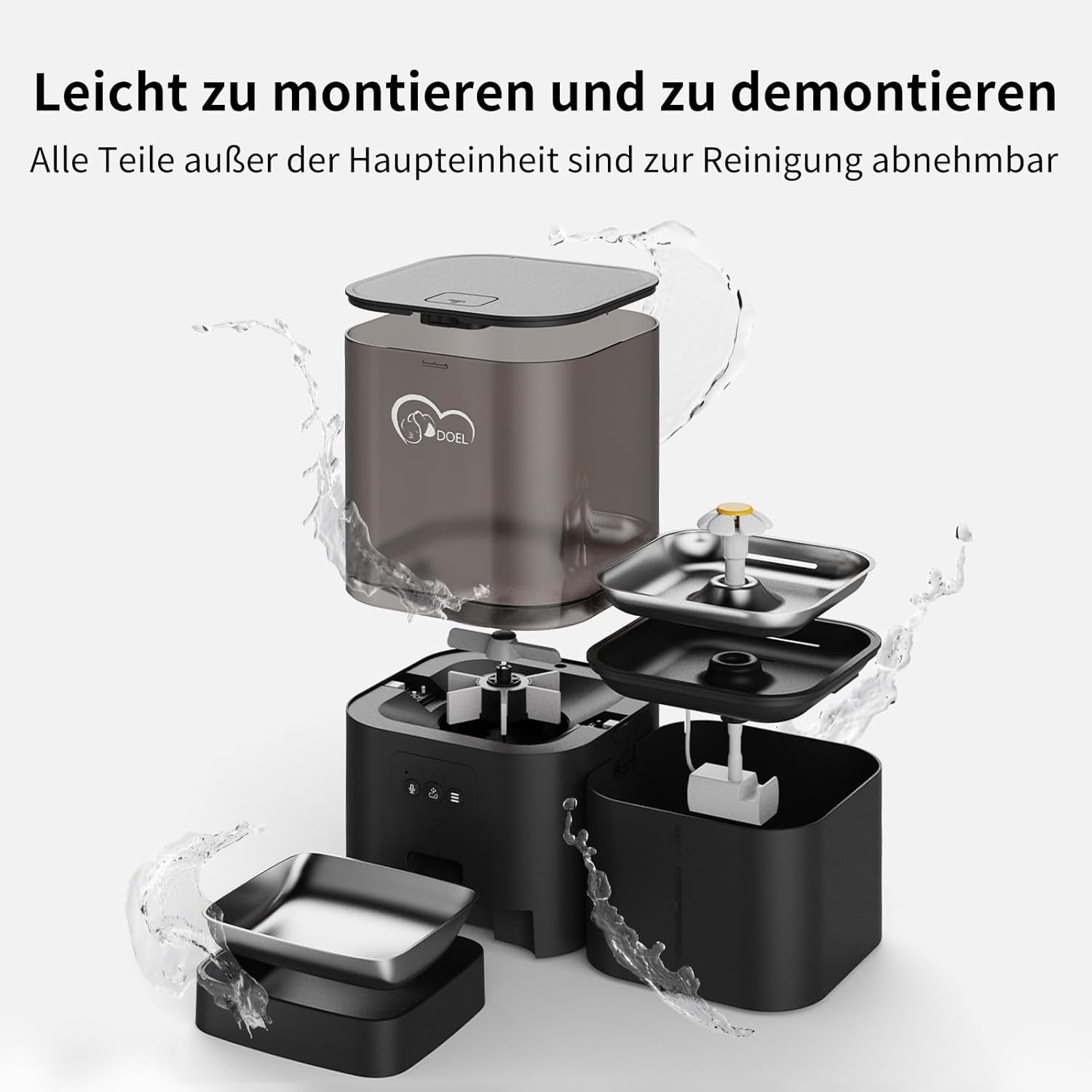 2-in-1-Automatik-Futter- und Wasserspender für Katzen, großvolumiger 6-Liter-Trockenfutterspender + 2.5-Liter-Wasserspender mit App-Steuerung, Sprachauzeichnung, zeitgesteuwerter Fütterung