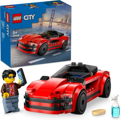 LEGO City Red Sports Car - Mașină de curse pentru băieți și fete de la 5 ani - Cadou de ziua ta sau pentru sărbători - Șofer minifigurină cu telefon mobil și kit de curățare 60448 Seturi de constructie Besuche den LEGO-Store Titlu implicit