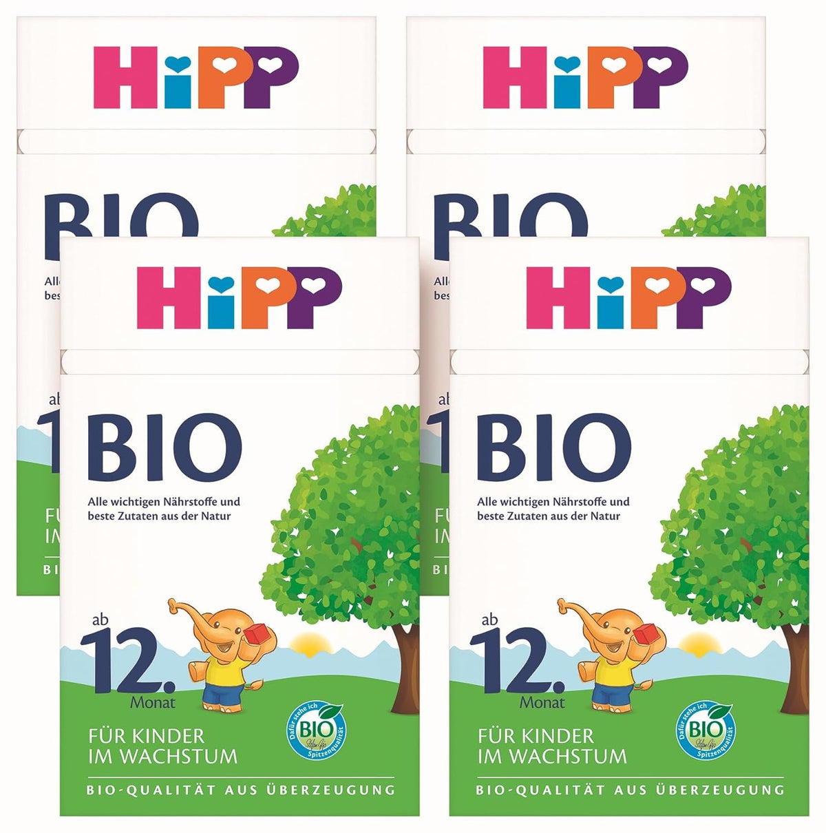 HiPP Organic Growth Milk (4 x 600g) After 12 Months with Calcium, Iron, Vitamin C and D for Growing Toddlers, Best Organic Quality