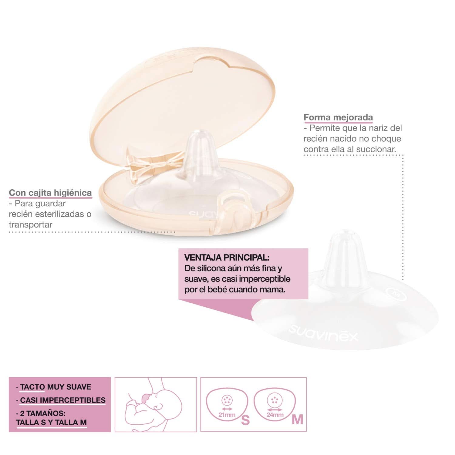 Suavinex Brustpolster Aus Silikon, Größe S, 2 Stück Accessories Food and Breastfeeding Bebe Naty Shop