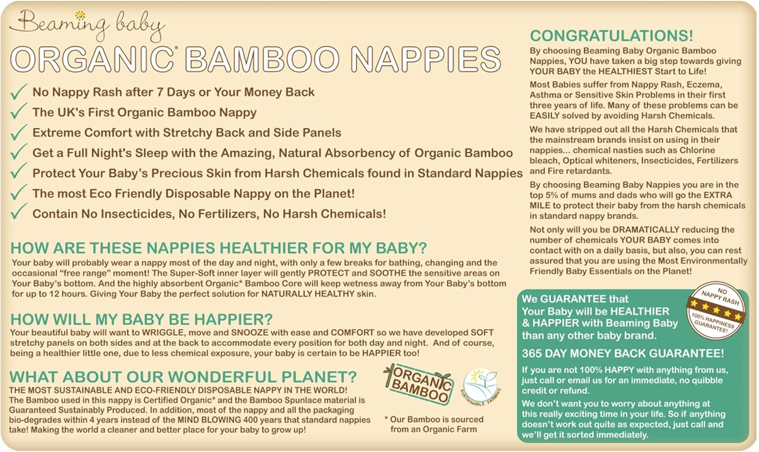 Organic Bamboo Nappies Size 6 Suitable for 16+kg 20 Pack Nappies
