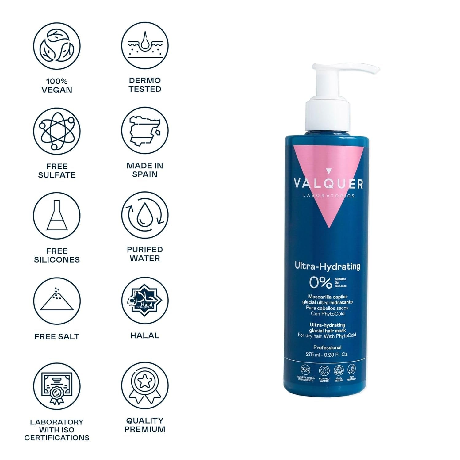 Valquer Profesional Ice Hair Mask - Mască de păr ultrahidratantă fără sulfați, săruri și siliconi Masca de par Naty Shop