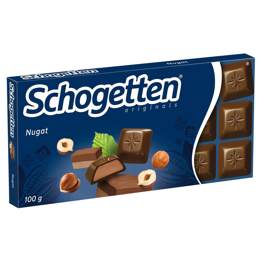 Schogetten Nougat chocolate bar 100g, individually portioned. A delight. Piece by piece.