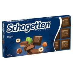 Schogetten Nougat chocolate bar 100g, individually portioned. A delight. Piece by piece.