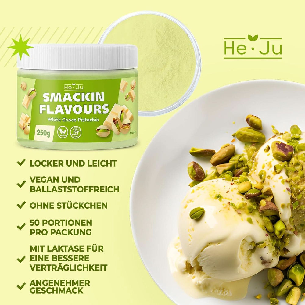He-Ju, Powder with white chocolate and pistachio flavor, 250 grams Naty Shop Flavors