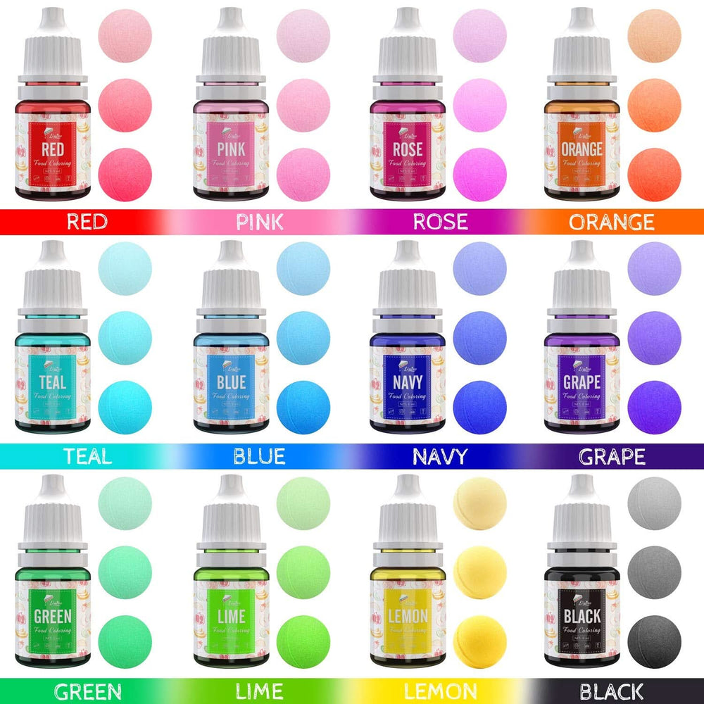 Set 12 coloranti alimentari x 6 ml, lichid Naty Shop