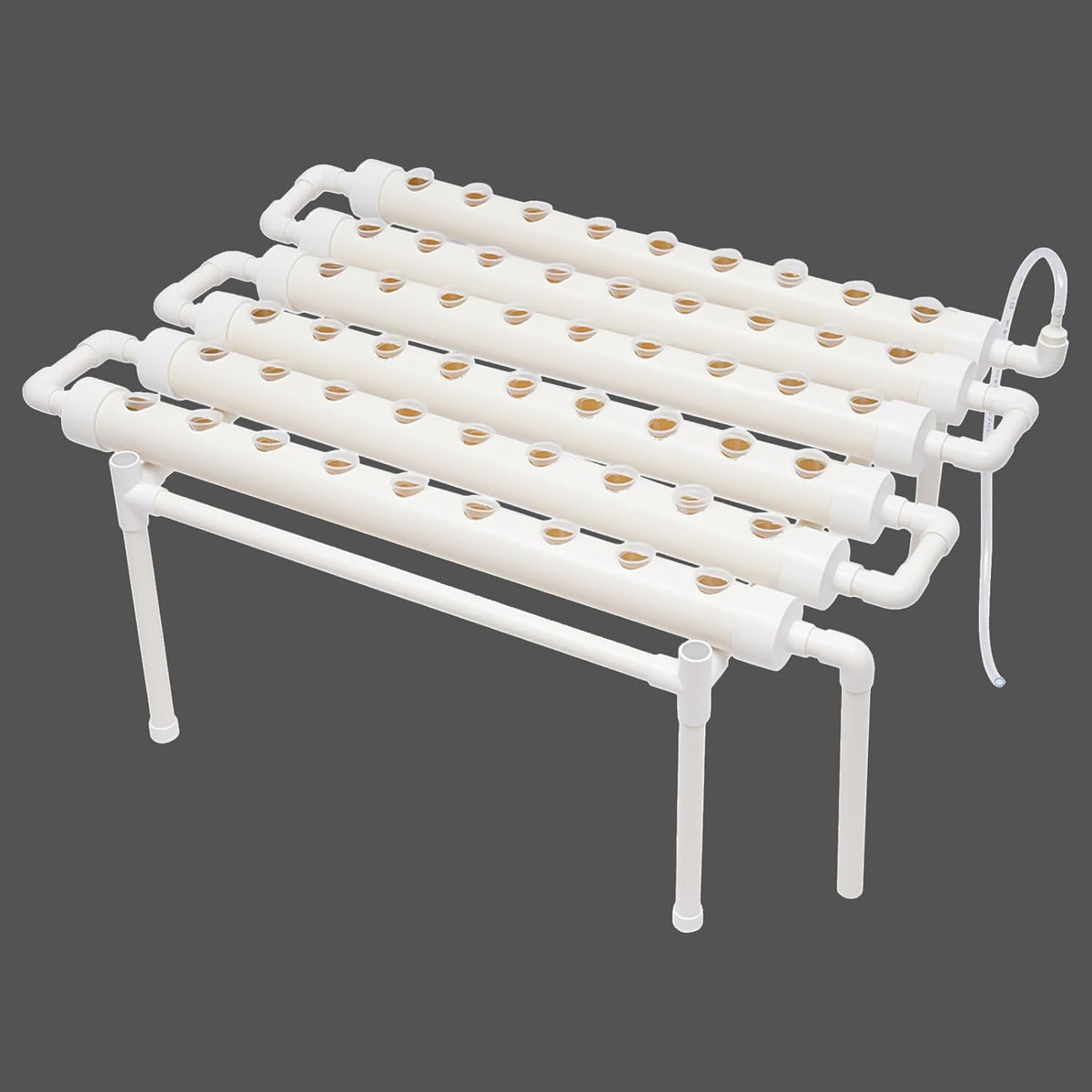 1 Layer Hydroponic Grow Kit with 54 Planters, PVC Soilless Plant Grow Systems with Water Pump, Hydroponic Grow Kits for Growing Vegetables and Fruits on Balconies, Gardens, Patios and Backyards