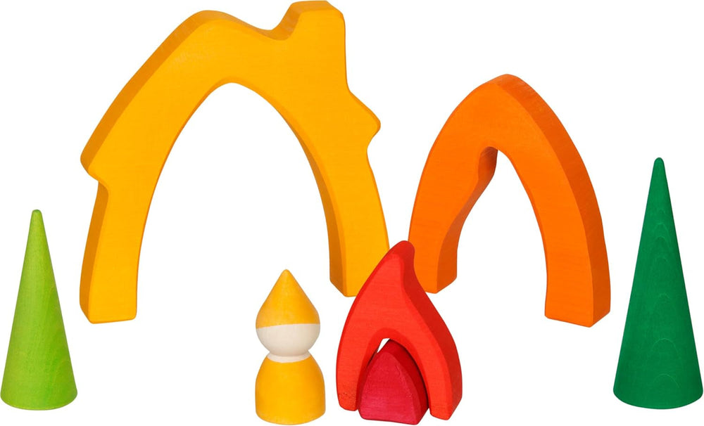 Goki 58427 - Dwarf house - Goki Evolution - Made of high quality maple wood - 7 parts - Colorful water based paints - Made in Europe Dollhouses Naty Shop