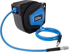 Rolă automată pentru furtun Güde 10 m (presiune de lucru 12 bar, rotire 180°, furtun de aer comprimat extrem de flexibil, rezistent la ulei și temperatură, filet de conectare 1/4", suport de perete)