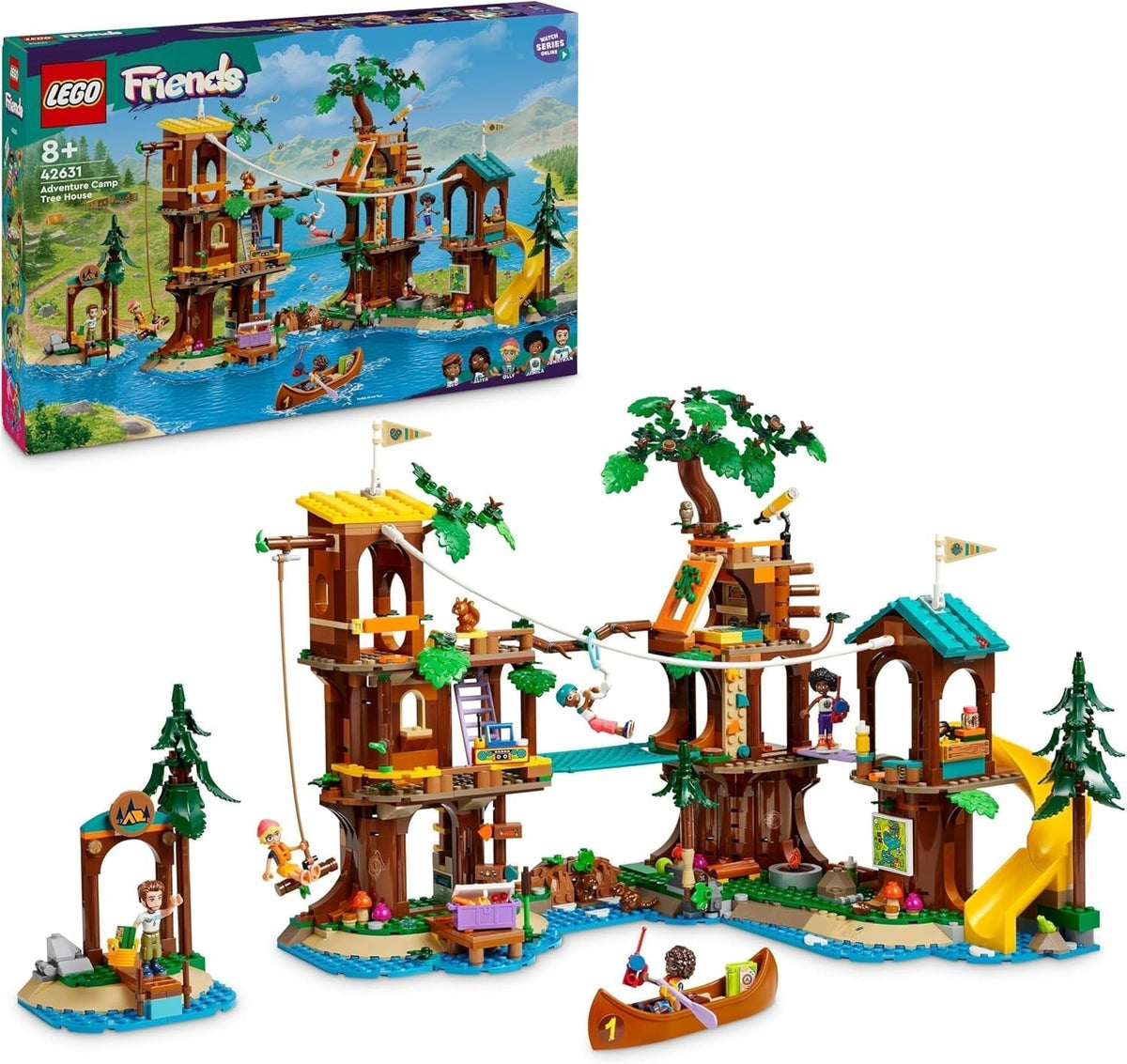 LEGO Friends Tree House At Adventure Camp, Playset for Girls and Boys from 8 Years Old with 5 Figures and 5 Animals, Gift Idea for Creative Games, Sports Toys, Dollhouse 42631 Building Sets Besuche den LEGO-Store Default Title