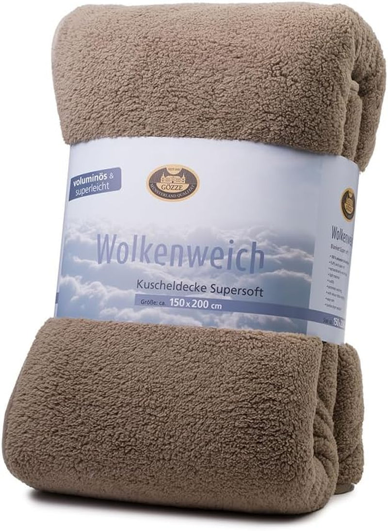 Gözze - Cloud soft cuddly blanket, sheepskin imitation, 100% polyester (microfibre), 150 X 200 Cm - Camel Duvets and quilts Naty Shop Stone