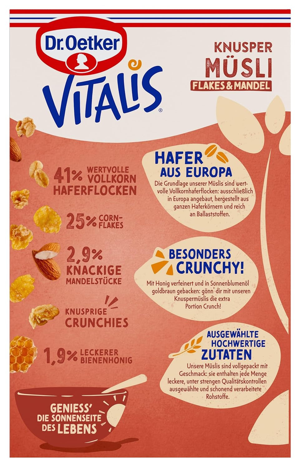 Dr. Oetker Vitalis Crunchy Flakes: Crunchy muesli with corn flakes and almond pieces, pack of 5 (5 x 600g)