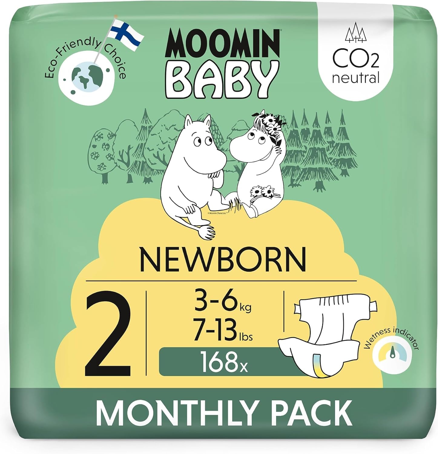Moomin Baby Eco Diapers, Size 3, 5-8kg, 48 Pieces, Premium Soft Diapers | Soft and skin-friendly, breathable, absorbent, no unnecessary chemicals |