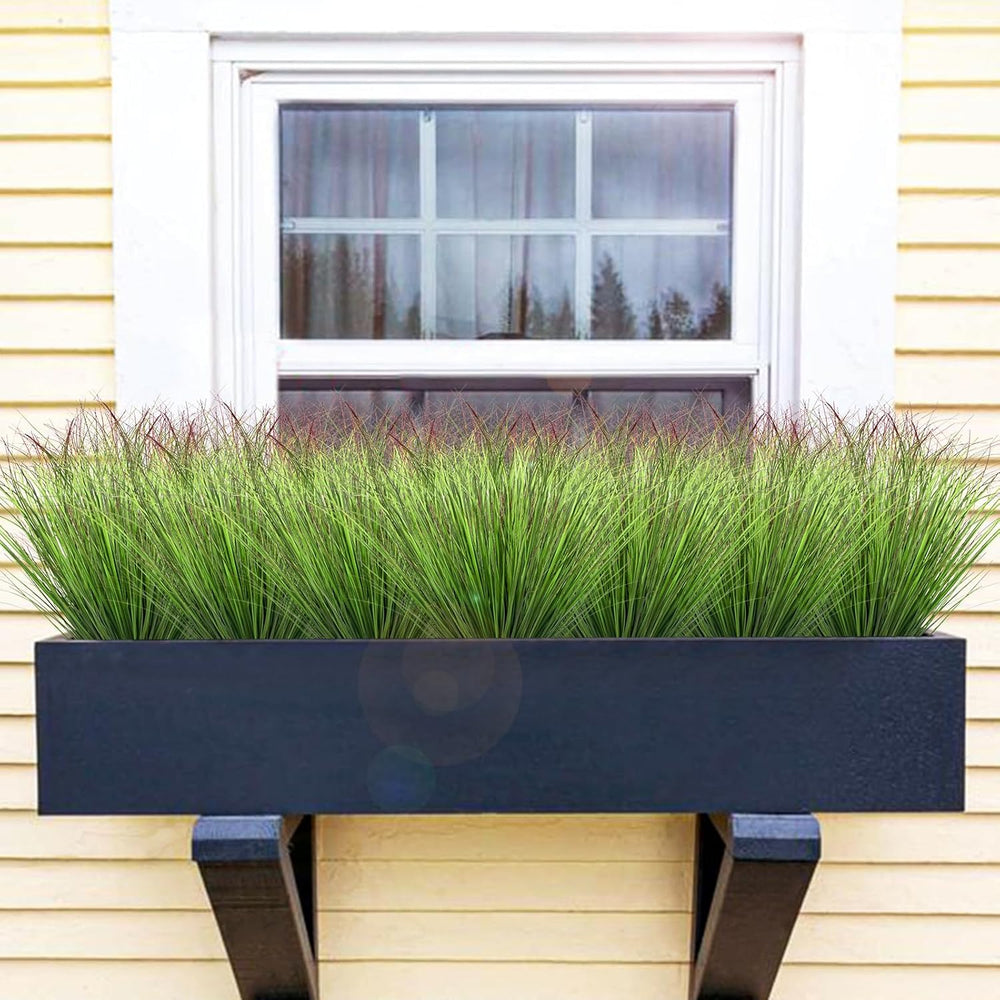Künstliche Graspflanzen, Künstliche Sträucher, Weizengras, Künstliche Hohe Pflanzen Für Outdoor-Dekoration, Grüne Stiele, Unkraut Für Zimmer, Innenbereich, Heimdekoration (Grün-Roter Schwanz), 40