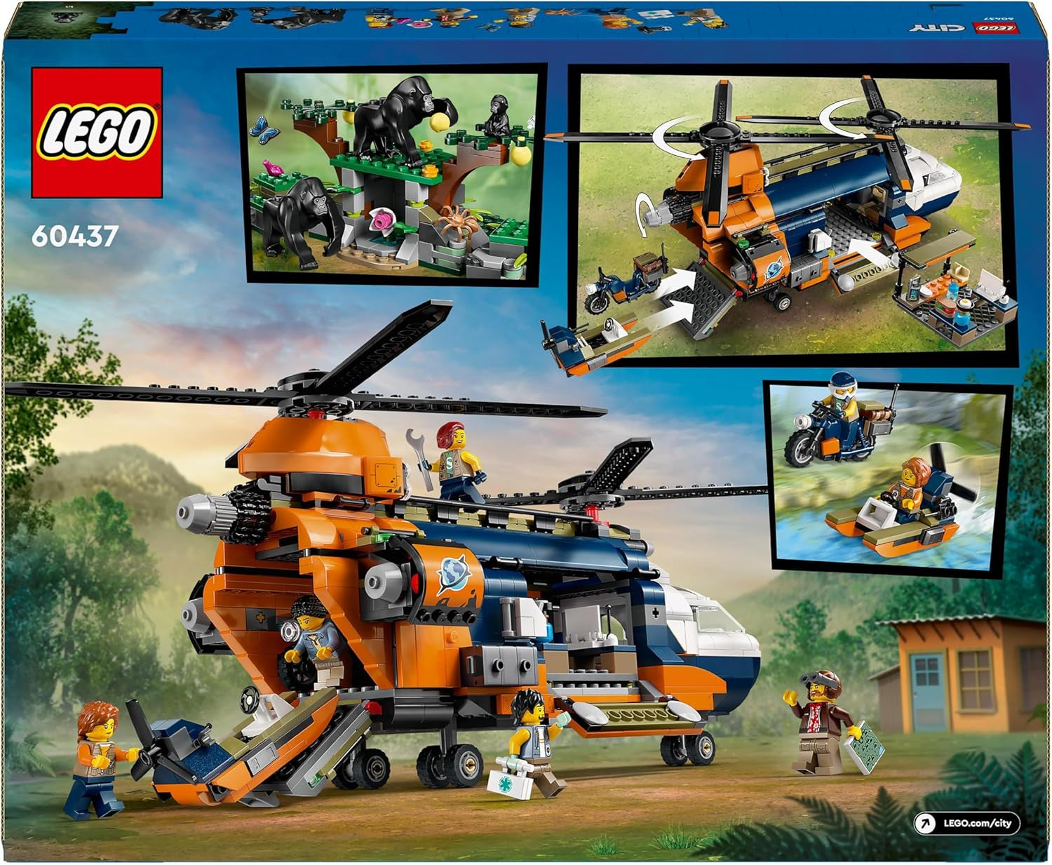 LEGO City Jungle Explorer Helicopter, Adventure Playset for Kids 8+, Christmas or Birthday Gift for Kids, 5 Minifigures and 3 Gorillas 60437 Building Sets Besuche den LEGO-Store