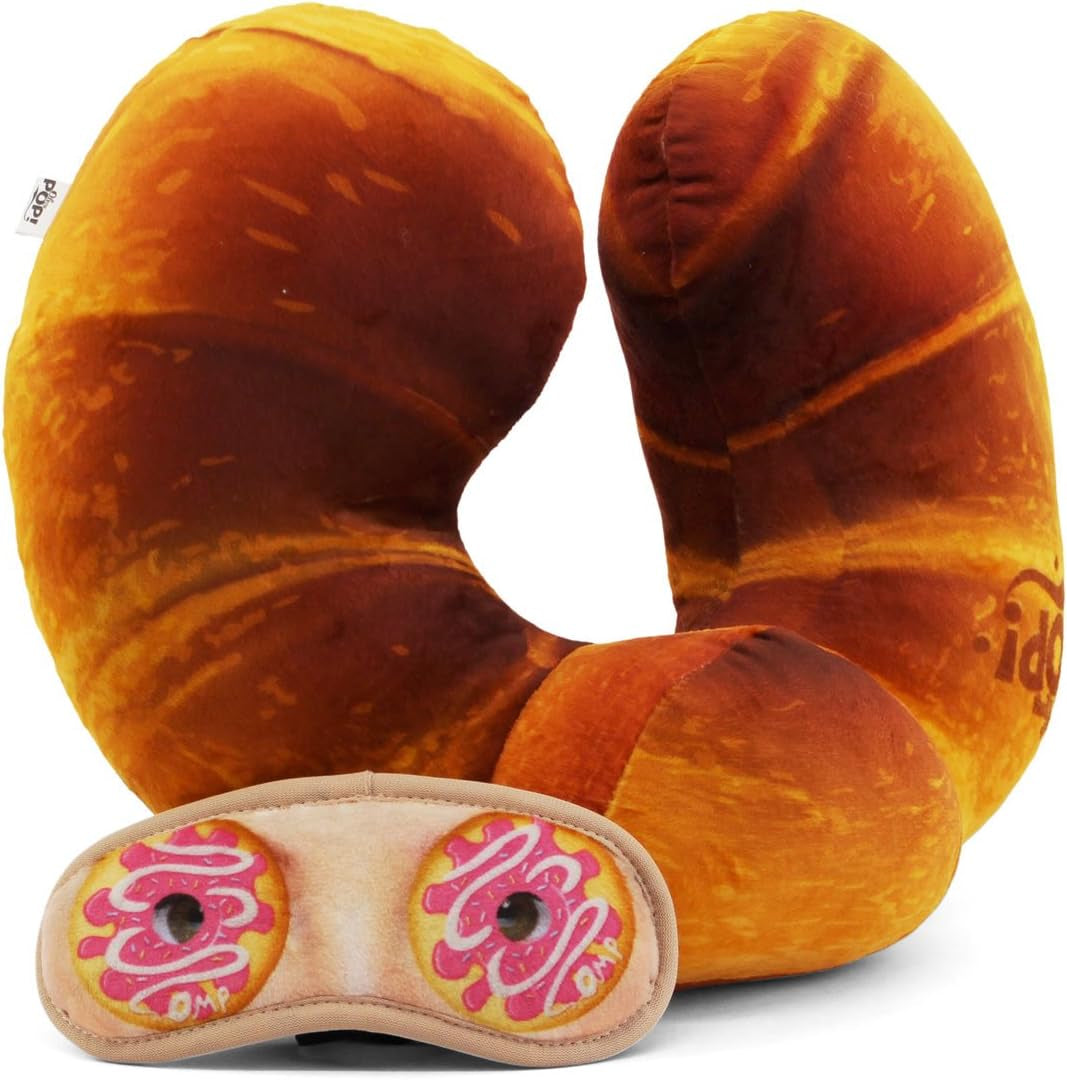 Pernă de gât și mască de somn Croissant, portocalie Perne calatorie Naty Shop Titlu implicit