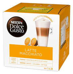 NESCAFÉ Dolce Gusto Latte Macchiato, 48 Kaffeekapseln, Aromatischer Espresso, 3-Schichten -Köstlichkeit aus feinem Milchschaum, Aromaversiegelte Kapseln, 6er Pack (3x16 Kapseln)