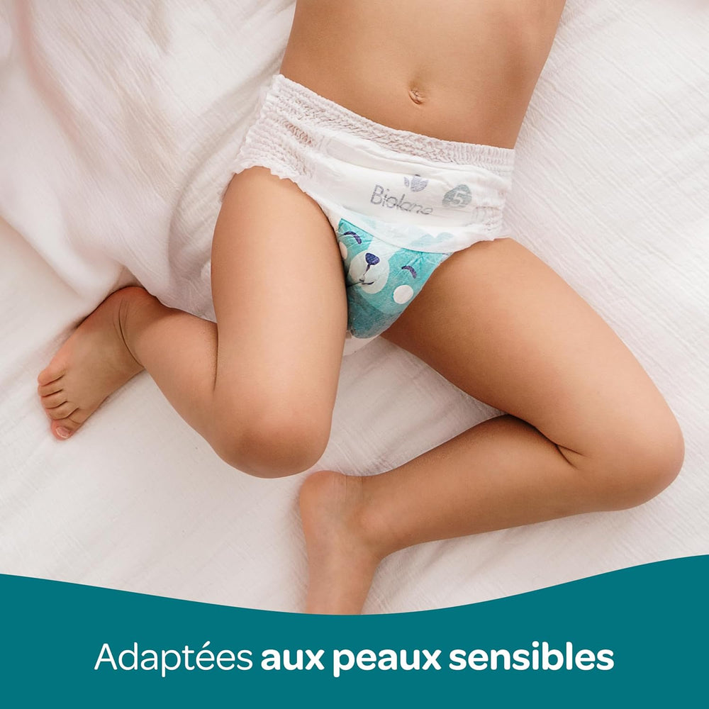 BIOLANE - Short diapers - Size 5 (12-18 kg) - 12 hour tightness - 1 month pack - 120 diapers - ecological