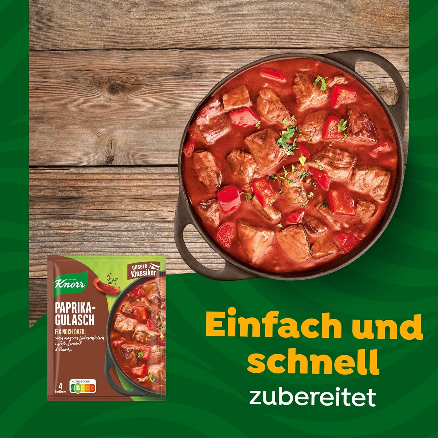 Knorr Fix Würzmischung Paprika-Gulash für eine leckeres Fleischgericht mit natürliche Ingredienten 4 Portionen