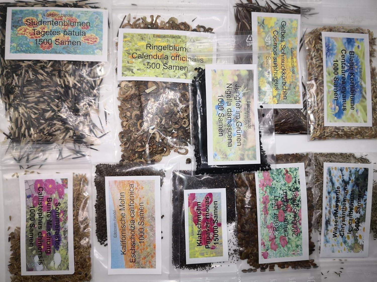 Wildflower Seed Set, 10 Varieties, 28,000 Seeds, Meadow Wildflower Mix with Poppies, Bluebells, Marigolds, Daisies and More, All Individually Wrapped