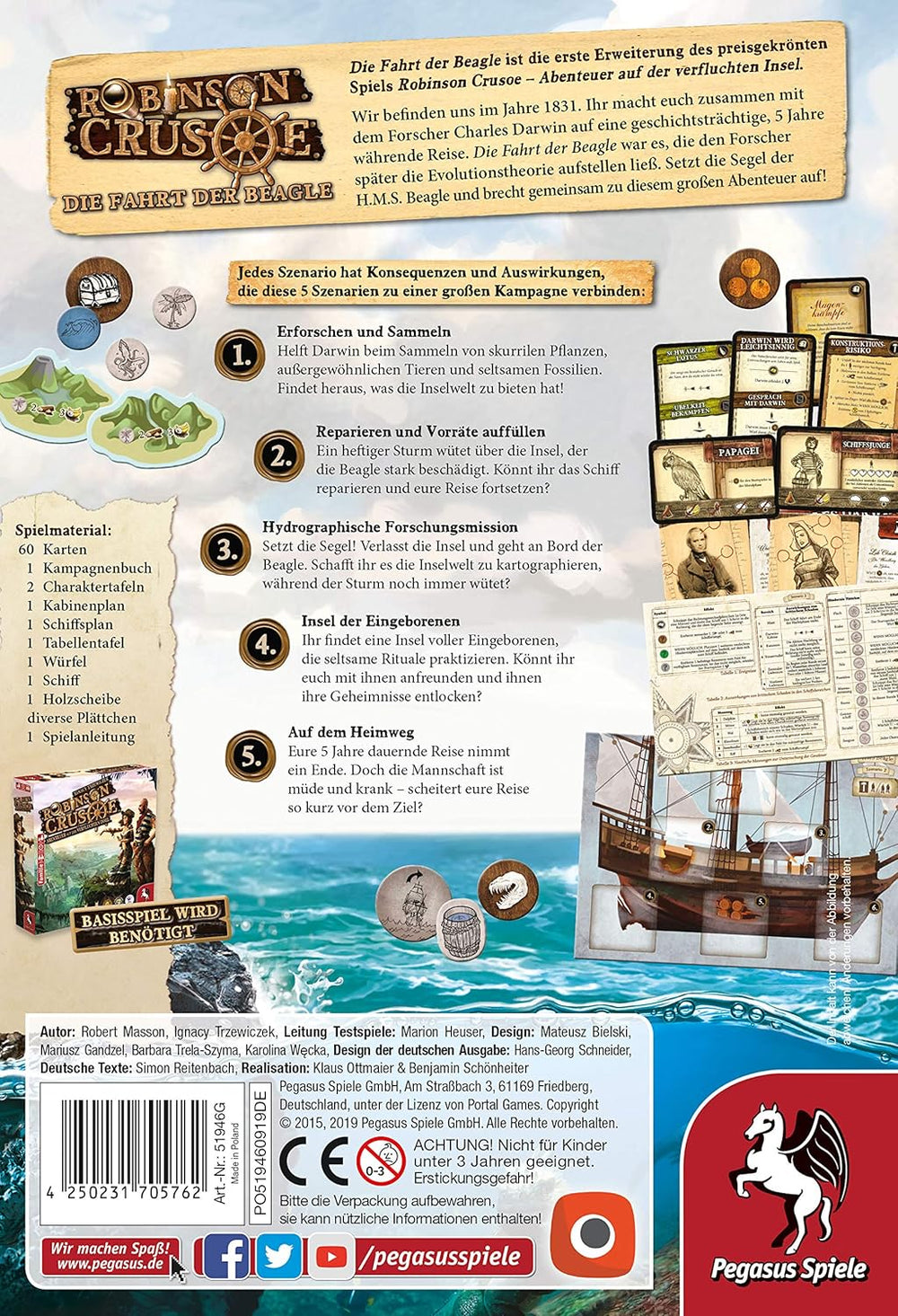 Pegasus Spiele 51946G - Robinson Crusoe Voyage of the Beagle (Expansion), Medium