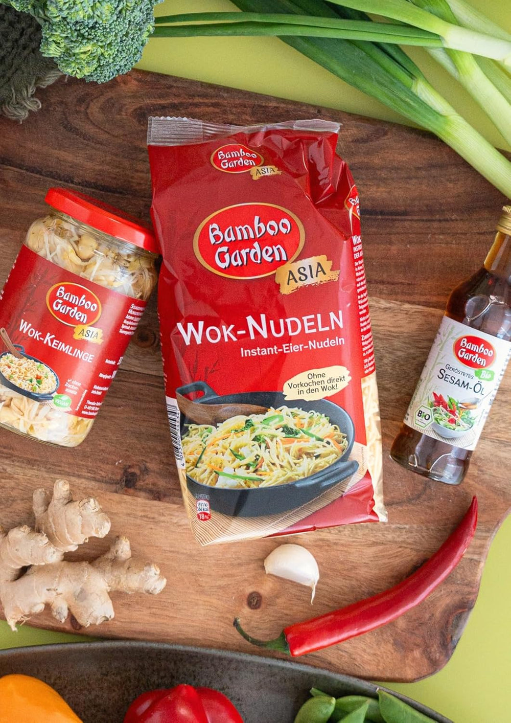 Bamboo Garden - Wok Noodles | Instant noodles with egg | Mix, no pre-cooking required | For Asian wok dishes | 250 g in a bag