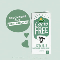 Arla LactoFREE Laktosefreie Haltbare Milch 1.5% Fett | 10 x 1L | echter Milchgeschmack, weniger süß | rich in Calcium and Vitamin B12