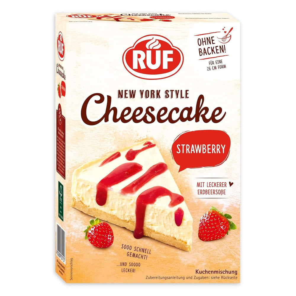 RUF New York Cheesecake Strawberry No Bake, Original American Cheesecake with Strawberry Sauce, 360 grams Kitchen Naty Shop 360 grams Strawberry Cheesecake