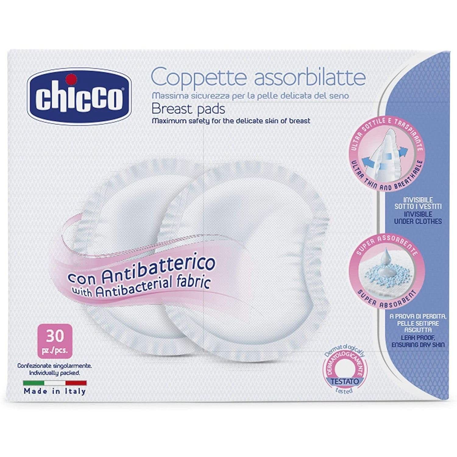 Chicco protective pads for nipples, antibacterial, 4 weeks, 120 pieces Accessories Food and Breastfeeding Bebe Naty Shop