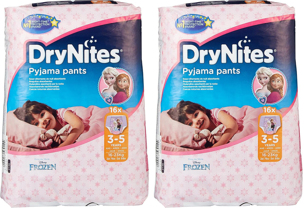 Huggies DryNites Nightwear for Girls, 3-5 years (16-23 kg), 2 x 16 pieces