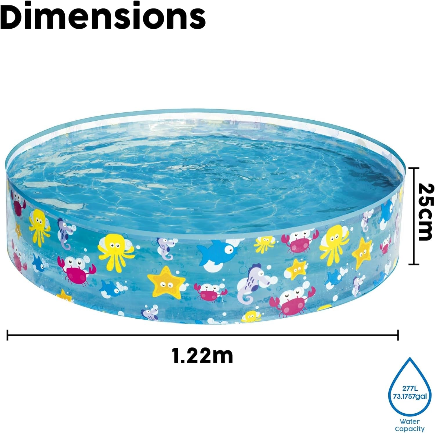Children's pool Bestway FillN Fun, Sparking Sea, 122 x 25 cm, BW55028, Multicolor, 122 x 122 x 25 cm