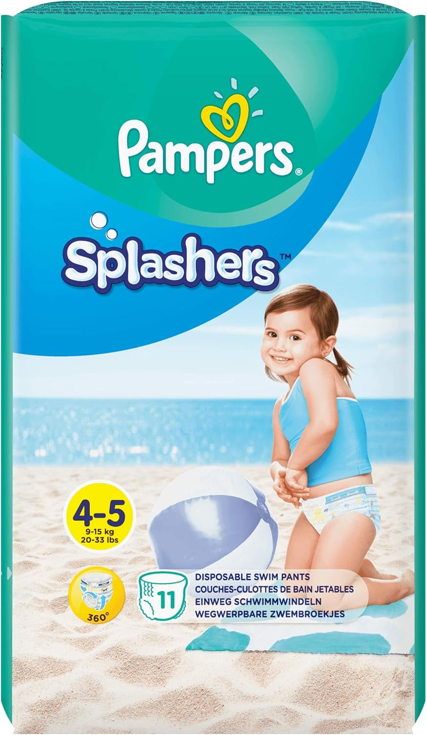 Pampers (Old Version), Splashers Disposable Bath Shorts - Size 5/6 (14kg+) - Box of 8 Packs of 10